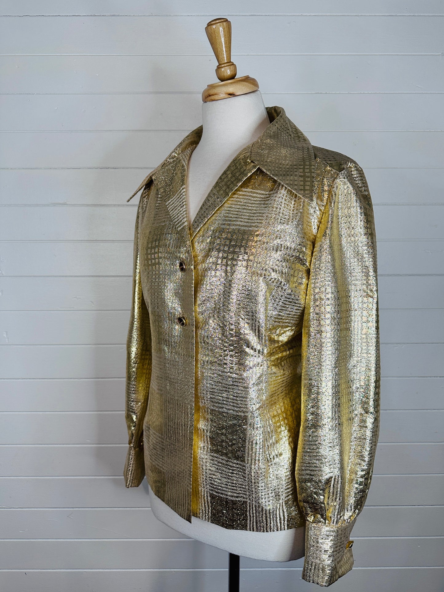 1970's Gold Lurex Blouse by Morton Myles for Malcolm Charles (L - XL)