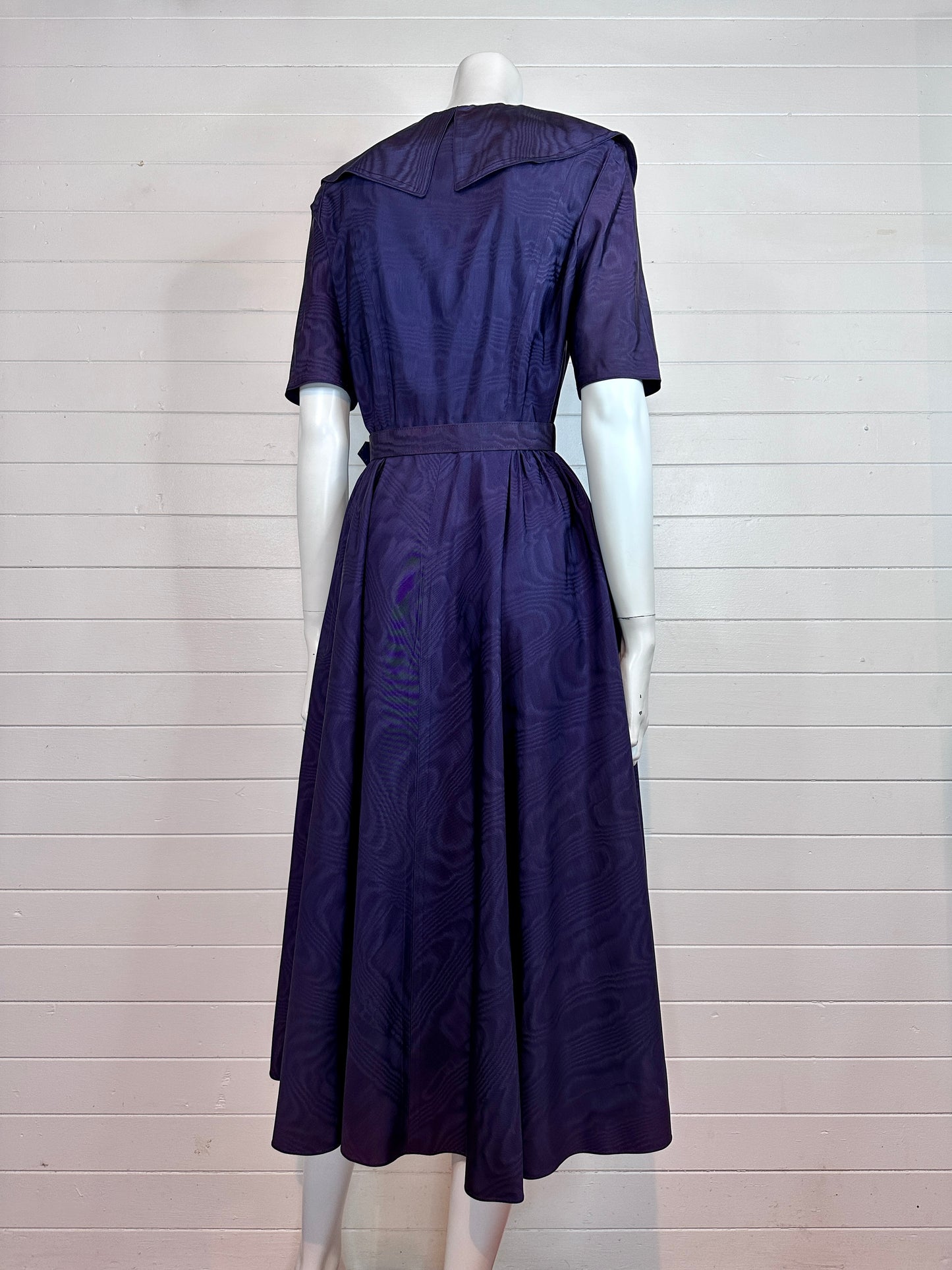 1940's Purple Moiré Taffeta Dress (M)