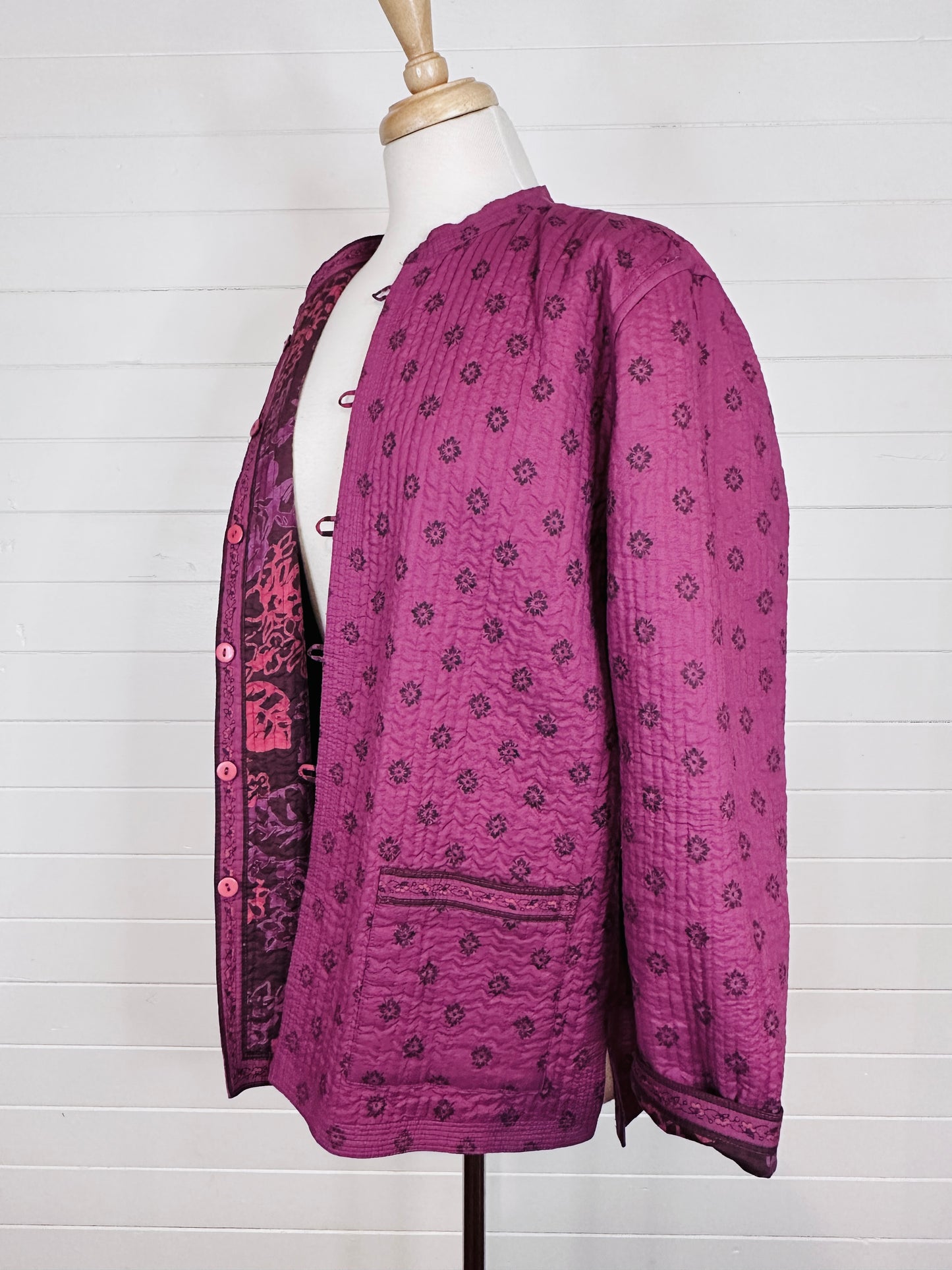 Y2K Oversized Reversible Quilted Batik Jacket (L)