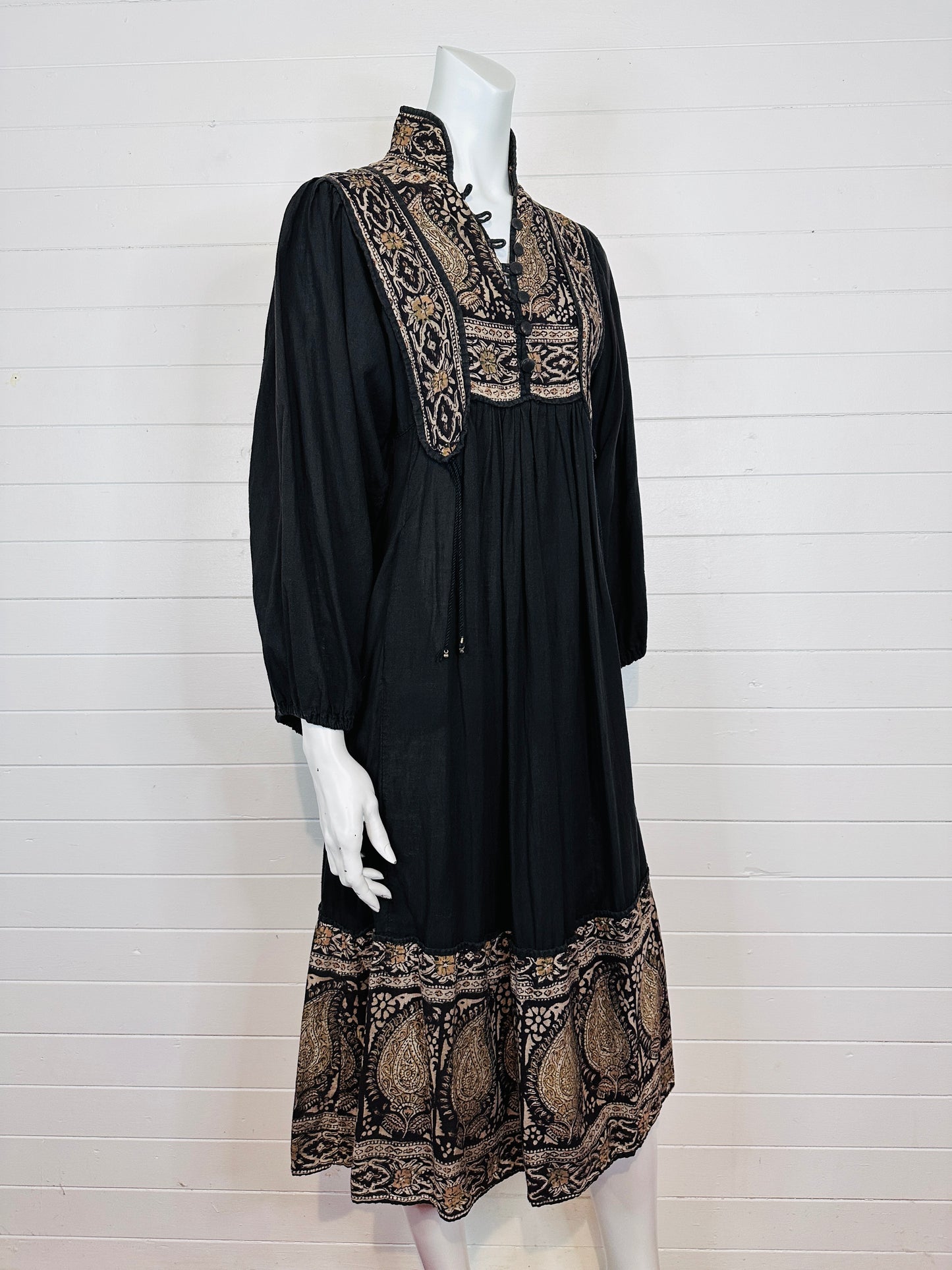 Vintage Papillon Cotton Peasant Dress (S)
