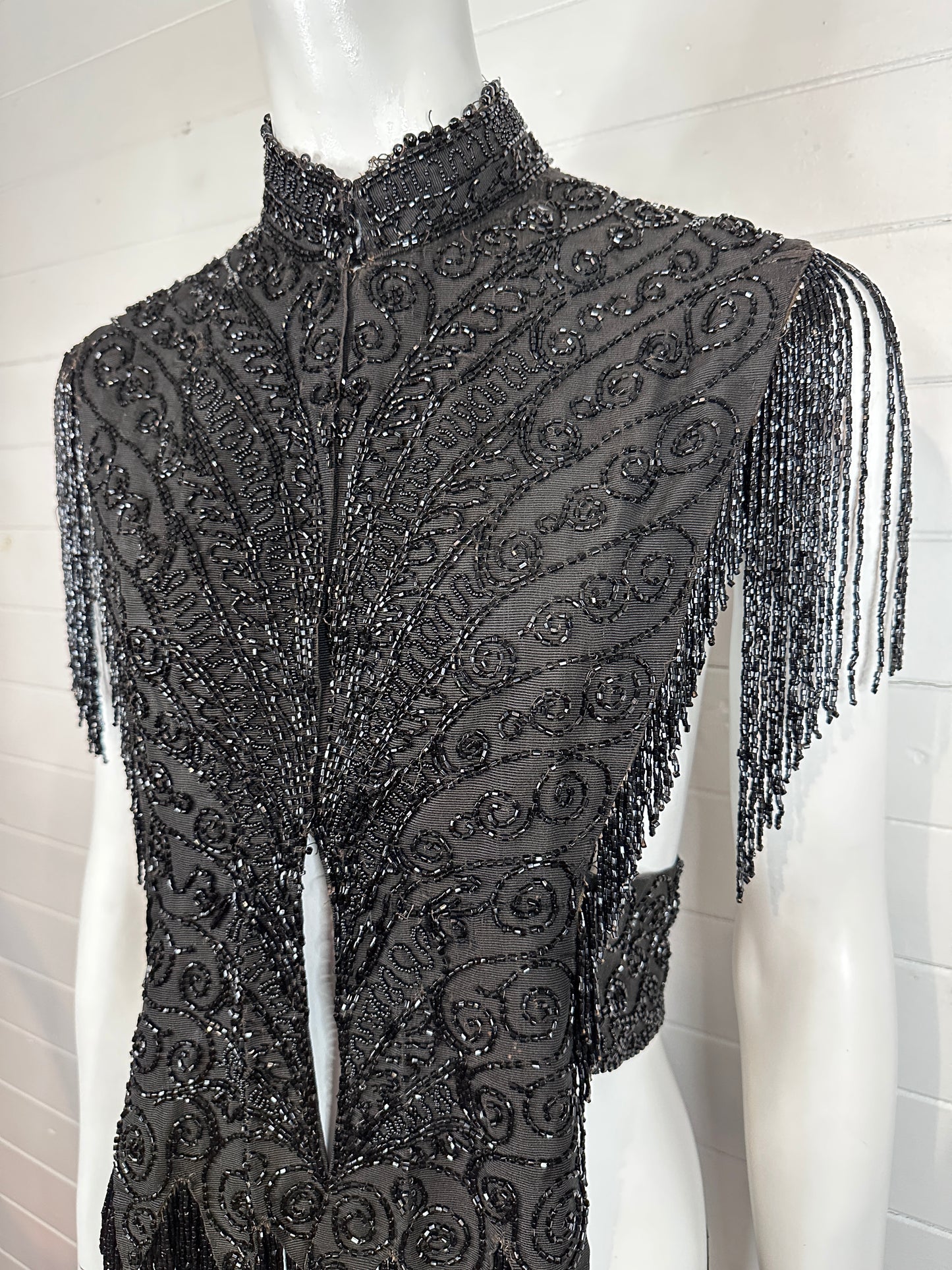 Victorian Mourning Cape, Capelet,  Bodice Cover with Heavy Jet Beading