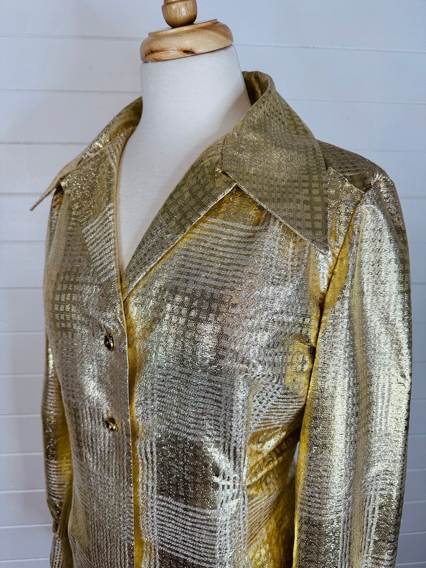 1970's Gold Lurex Blouse by Morton Myles for Malcolm Charles (L - XL)