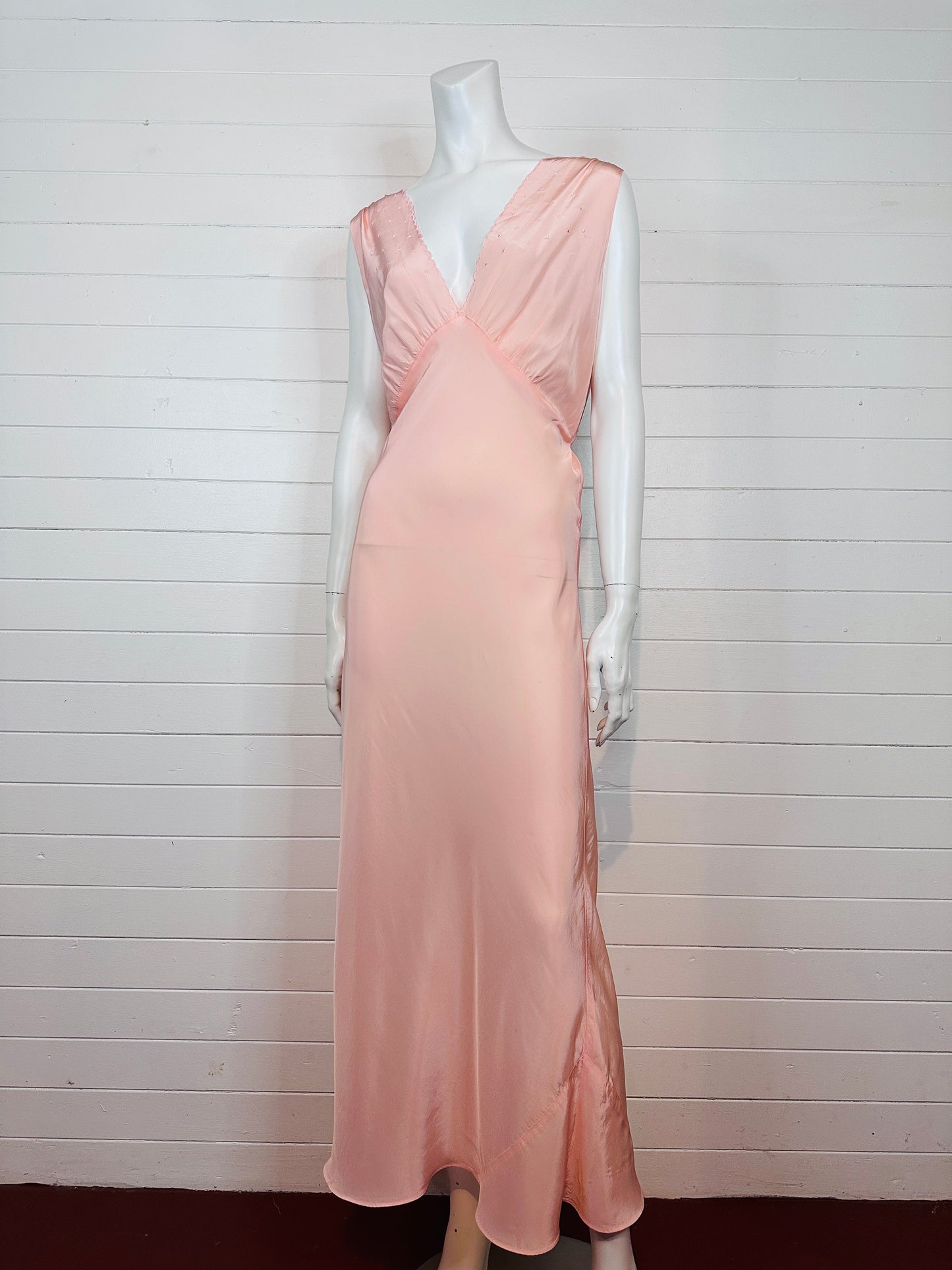 1930's Rosanna Pucci Blush Rayon Bias Cut Nightgown (L)