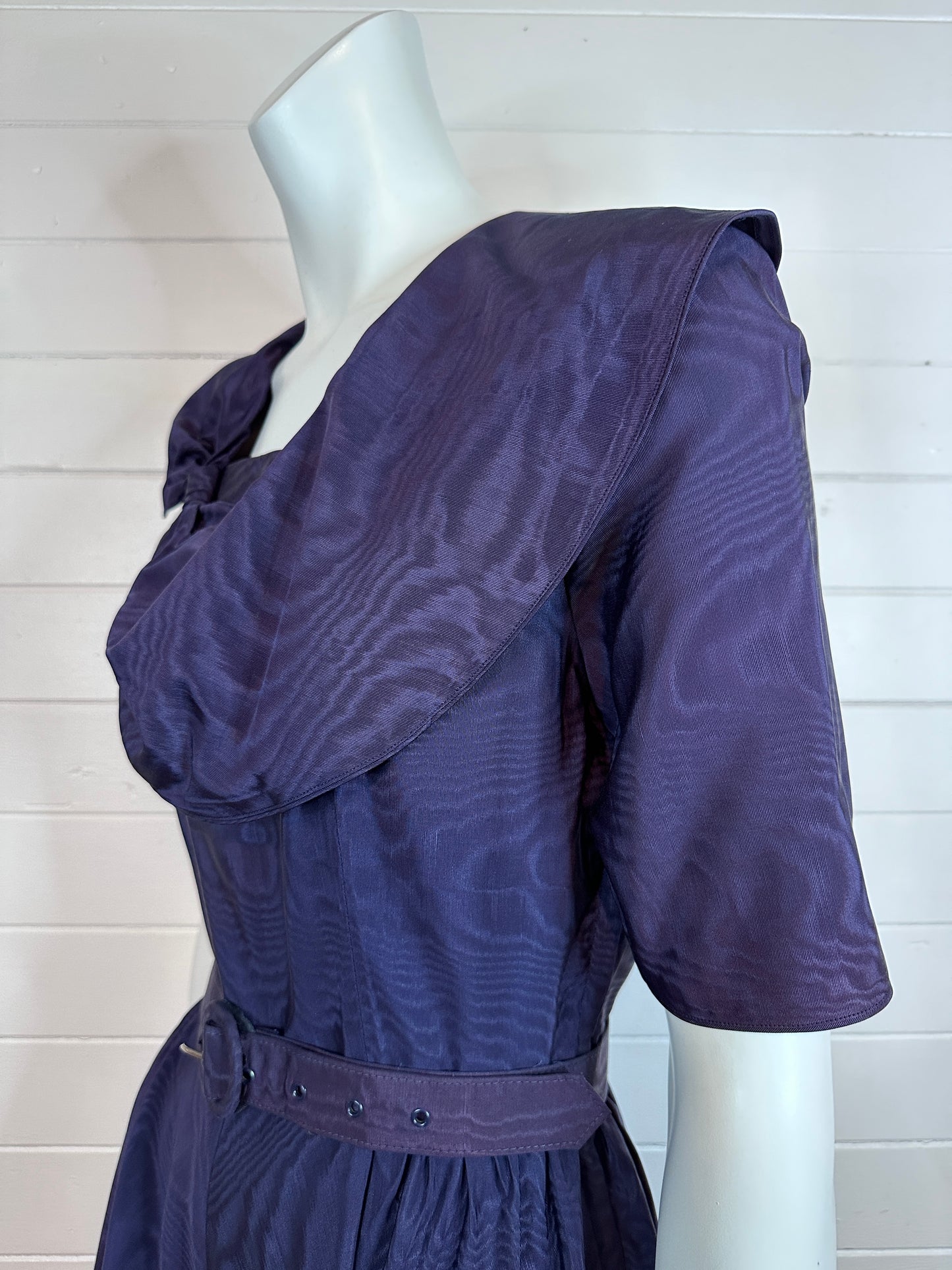 1940's Purple Moiré Taffeta Dress (M)