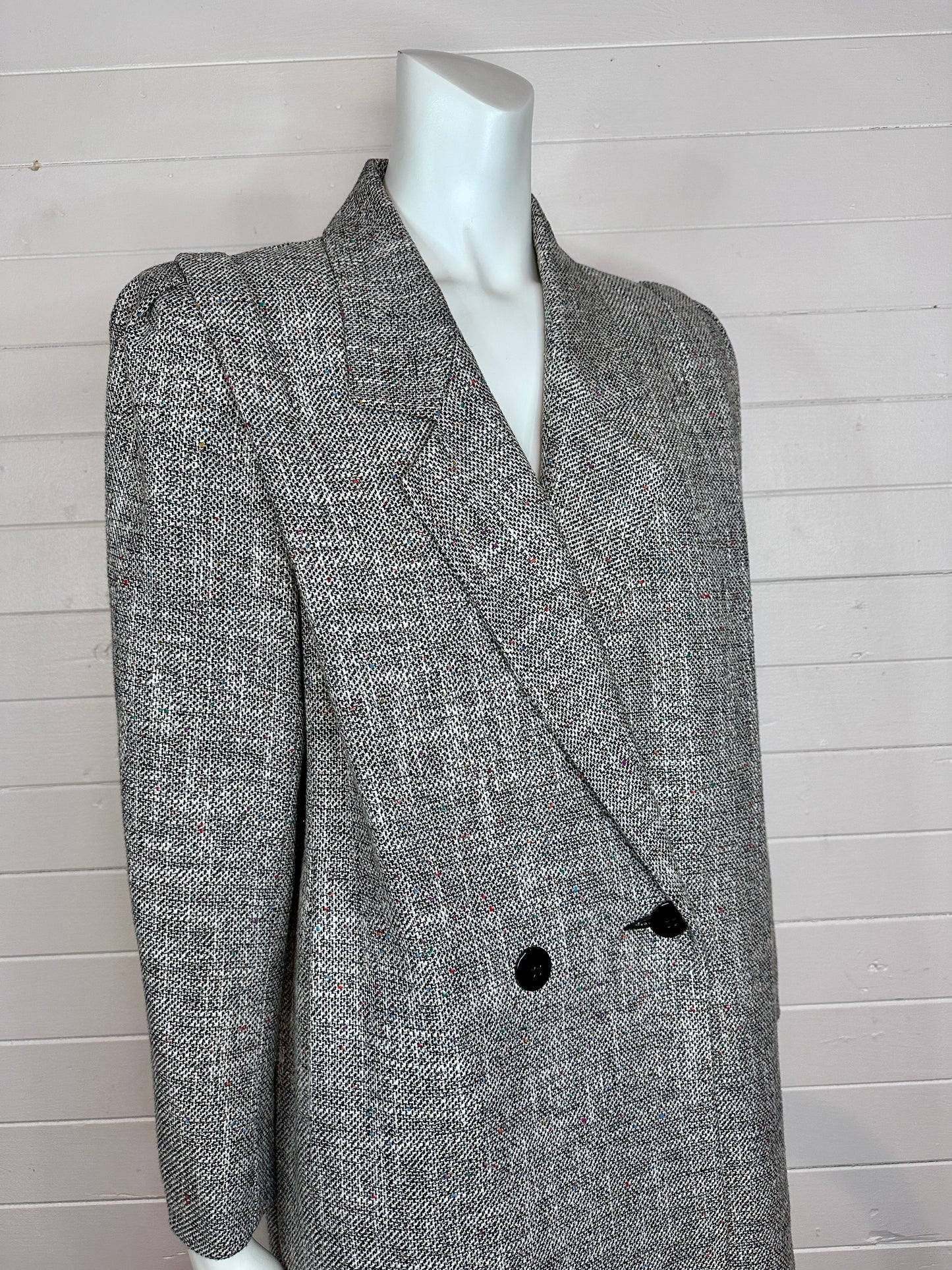 1980's Bert Newman Grey Tweed Coat (8 Petite)