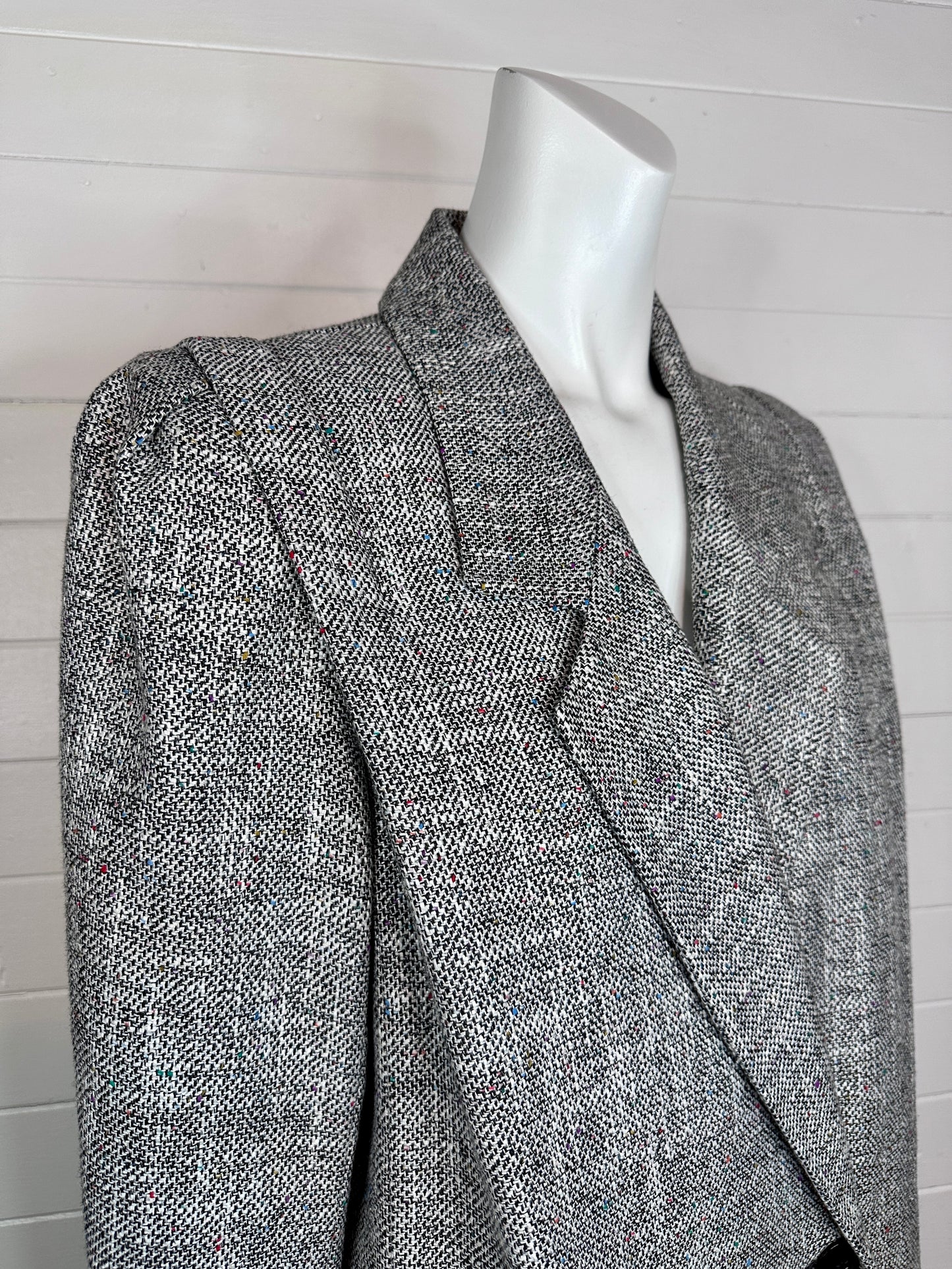 1980's Bert Newman Grey Tweed Coat (8 Petite)
