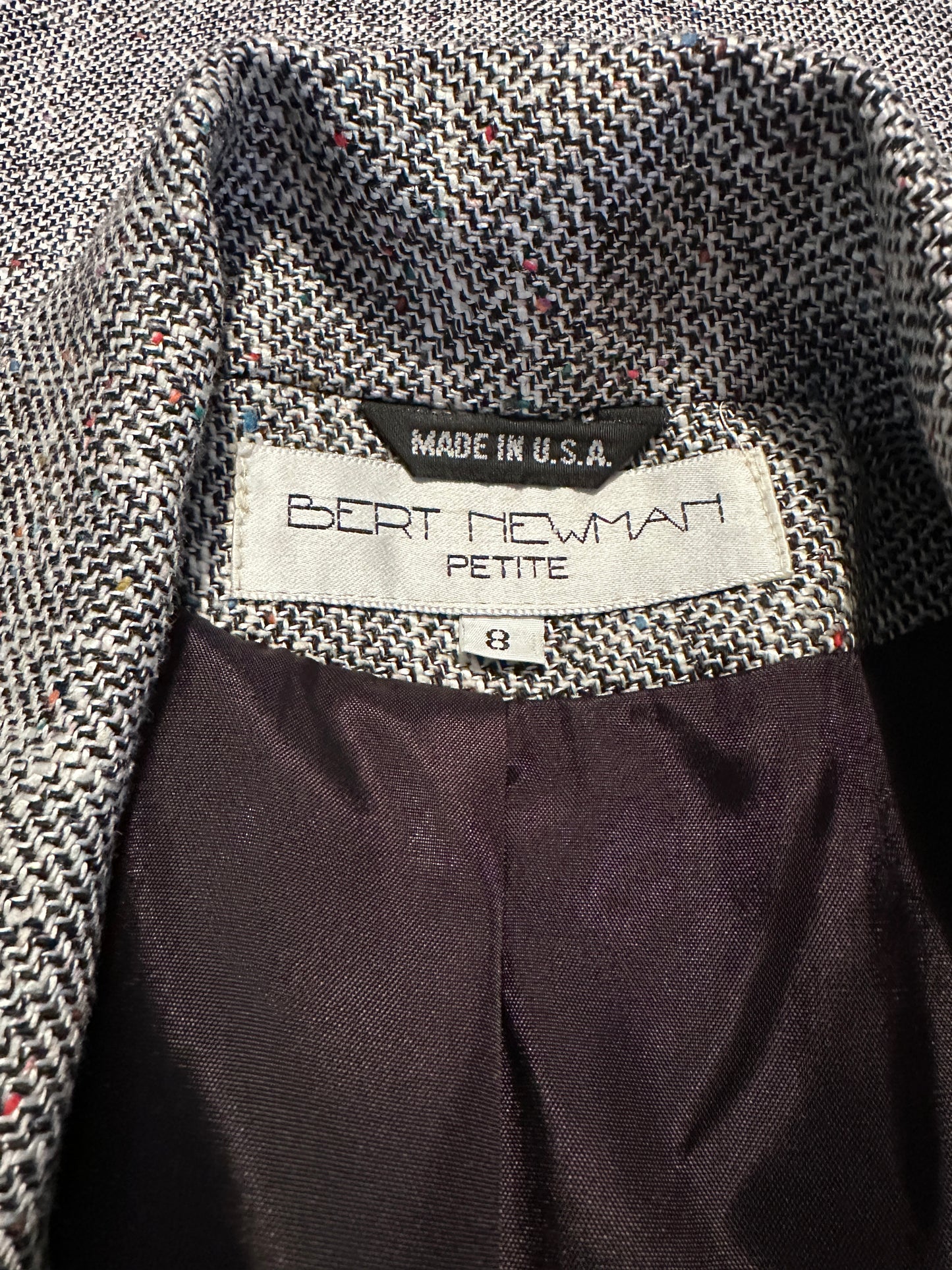 1980's Bert Newman Grey Tweed Coat (8 Petite)