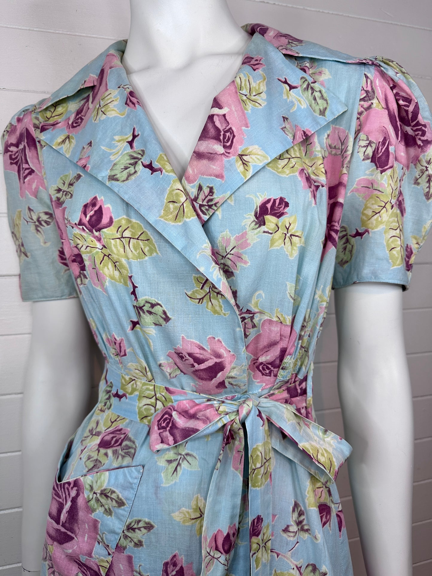 1940's Floral Cotton Dressing Gown by Colleen Bawn (S)