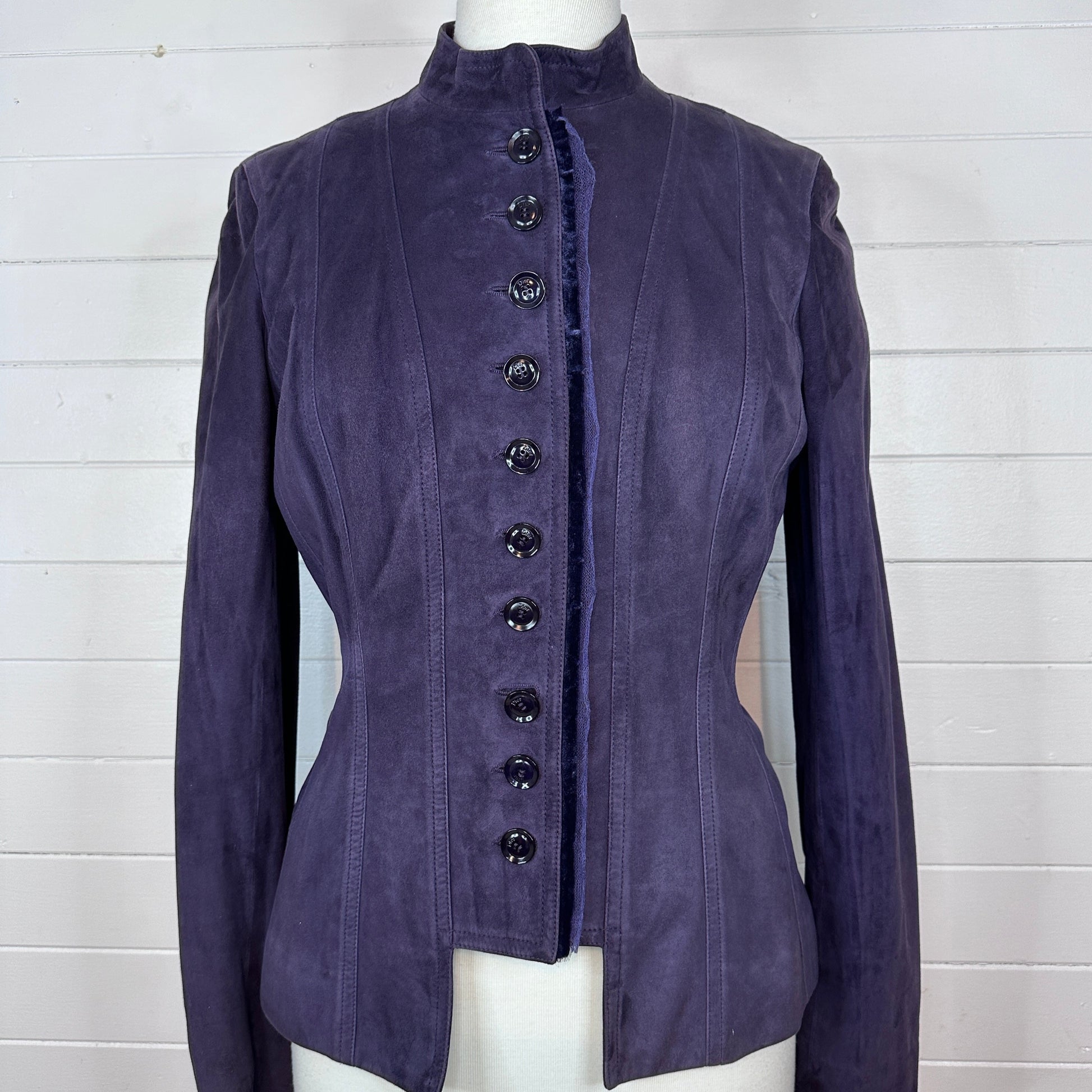 Christian Dior Purple Suede Military Style Jacket