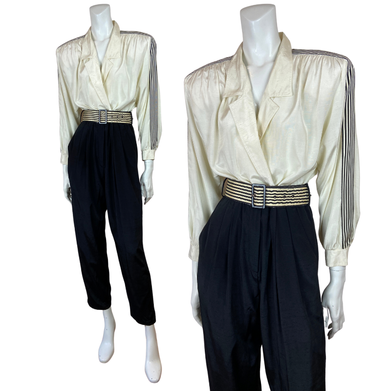 1980's Moira Rose Inspired Black and White Jumpsuit (M)
