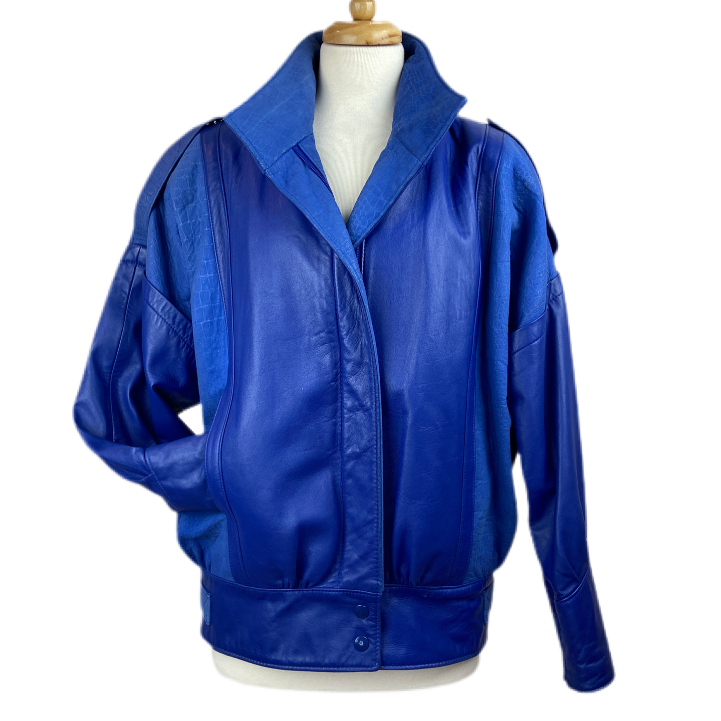 1980's Royal Blue Leather Jacket